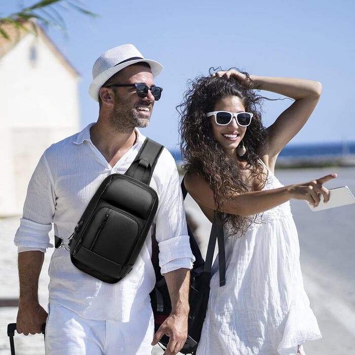 Чоловіча нагрудна сумка GYakeog Crossbody Bag: водонепроникна, з USB-зарядкою, для роботи, подорожей, велоспорту та піших прогулянок - чорна