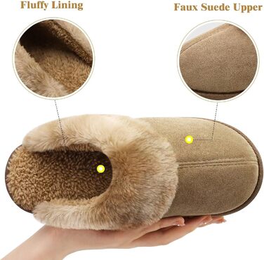 Жіночі домашні тапочки Jiajiale: зручні, пухнасті сліпони для зими з м'якою устілкою та зносостійкою гумовою підошвою (39 EU, Коричневий)