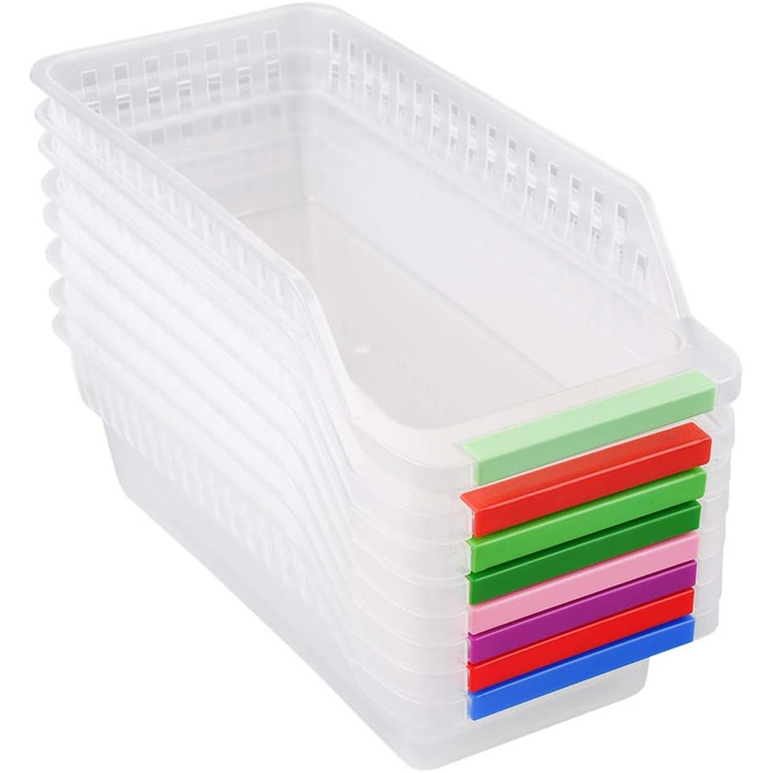 E-Senior Refrigerator Organizer, Refrigerator Drawers, Stackable Refrigerator Organizer for Freezer, Kitchen, Countertops, Cabinets (Random Color) (8 Pieces)