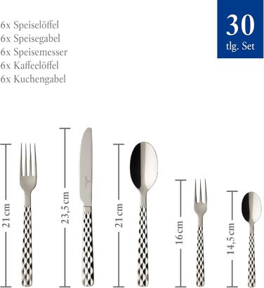 Villeroy & Boch – Boston Cutlery Set, 30 Pieces, 6 Place Settings, Dishwasher Safe, Stainless Steel, Flatware Set, Dinnerware Set, Fork, Knife, 30-Piece Cutlery Set, Stainless Steel Cutlery Set