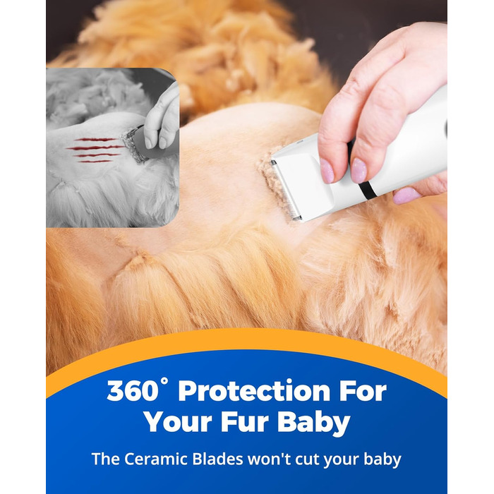 Schermaschine для собак та котів oneisall 4-в-1: стрижка, триммінг, шліфування кігтів. Безшумна, акумуляторна модель з 4 насадками для тіла, лап, очей та вух.