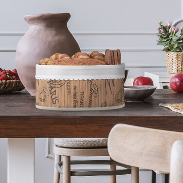 Relaxdays Bamboo Bread Box with Fabric Insert