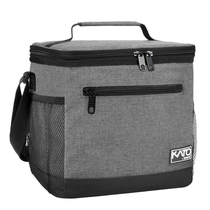Сумка-ланч Kato Tirrinia для чоловіків: ізольована, 10.5L, з регульованим ремінцем, для роботи, фітнесу, школи, пікніків. Термосумка, витримує витоки, складається. Колір: темно-сірий