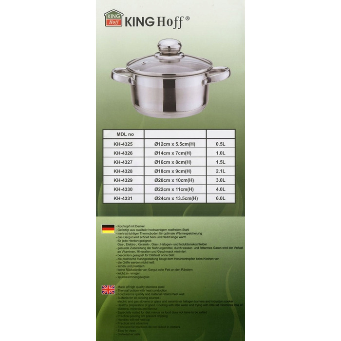 Каструля традиційна Kinghoff, 6 л