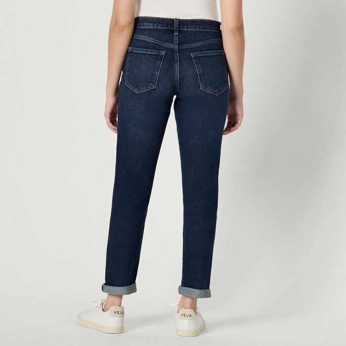 Джинси жіночі Amazon Essentials Boyfriend Crop, середньої посадки, еластичні, темно-сині (44)