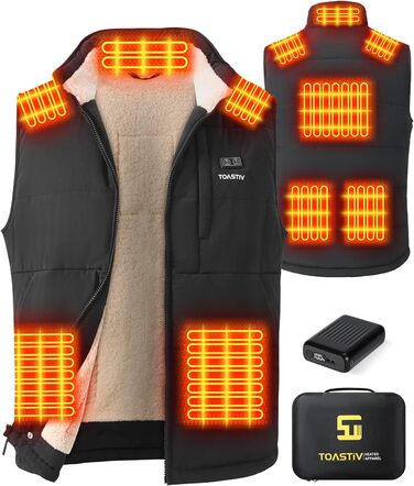 Обогреваемая жилетка для мужчин с PowerBank 20000mAh, 7.4V, флісова підкладка, 3 режими, для повсякденного використання, чорний