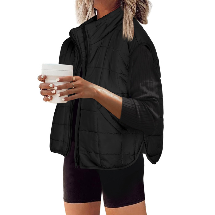 Жіноча степкова жилетка ZEAGOO без рукавів, тепла на осінь/зиму, чорна, з кишенями