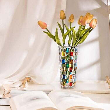 Ручна розписна кольорова тканинна скляна ваза, кришталева ваза для квітів, 19,5 см, скляна рослина для квіткових композицій, для декору столу, весілля, новосілля, декор для дому