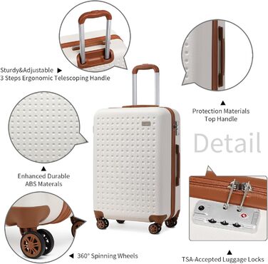 Чемодан-тележка KONO з жорсткою оболонкою, 76 см, 100 л, білий