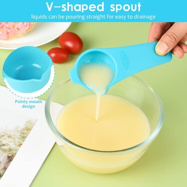 Measuring Cup and Spoon Set, Stackable, 7 Measuring Cups and 7 Measuring Spoons with Levelers, Dishwasher Safe, Plastic Measuring Cups, Stackable Cups, 15 Piece (Random Color)
