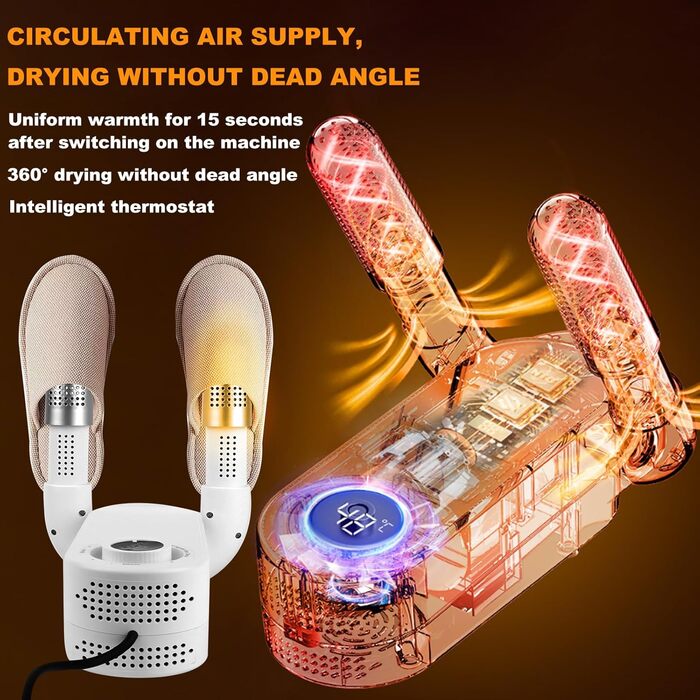 Електричний сушильник для взуття з таймером та подвійним кріпленням, для швидкої сушки взуття, шапок та лижних черевиків