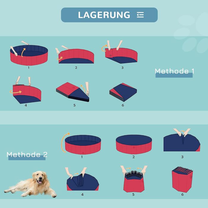 PawHut Dog Bath Tub Dog Pool Bathtub Swimming Pool Water Pool for Dogs 120 x 30 cm (Red+dark blue, 100L x 100W x 30H cm)