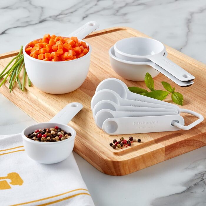 Набір мірних ложок і чаш KitchenAid, 9 предметів, білий