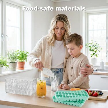 Контейнер для льоду з кришкою та 4 формами для кубиків льоду, лопаткою, синій (на 200 кубиків) для коктейлів, віскі та напоїв