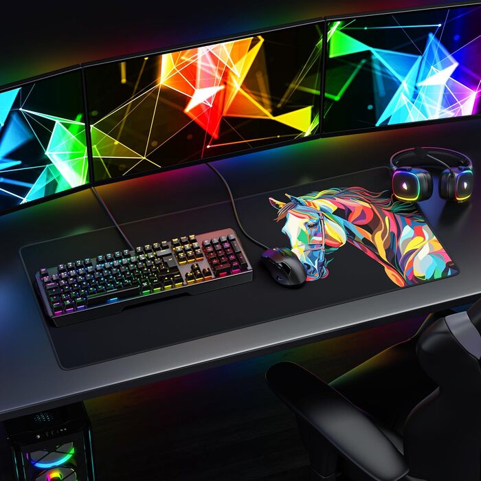Ігровий килимок для миші CSL XXL Mousepad Gaming (900x400 мм), Alchemy Colour Horse — великий килимок на стіл для геймерів, сумісний з Razer, Logitech, Roccat