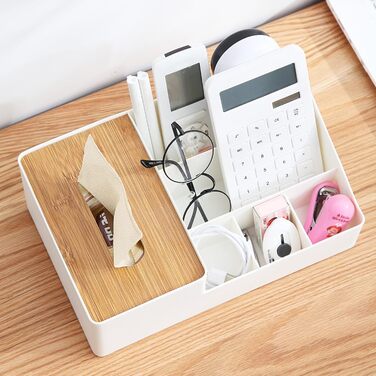 Tissue Box, Tissue Holder Box, Multifunctional Tissue Holder with Stylish Remote Control Desk, Cosmetic Tissue Box for Office Bedroom Car (B grey)
