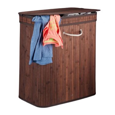 Relaxdays Bamboo Laundry Basket, Square