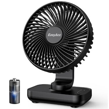 Портативний USB-вентилятор EasyAcc з акумулятором 4000 мАг, настільний зарядний вентилятор на 4 швидкості для офісу, дому та кемпінгу, чорний