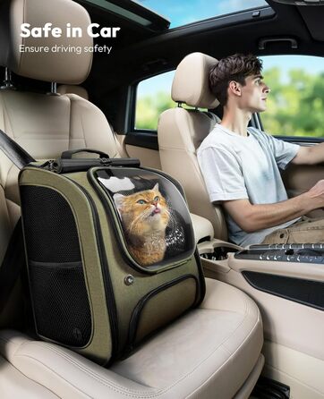 Плед-рюкзак для кота Pecute з сіткою, портативний та складаний, дихаючий та легкий, для собак та котів, 42*32*26 см, оливковий