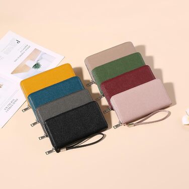 GAEKEAO Women's Wallet, Large Capacity Leather Women's Wallet Zipper Clutch with RFID Blocking and Multiple [Card/Cash] Slots