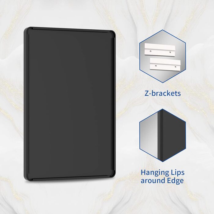 Дзеркало для ванної кімнати WEER, 61x81 см, чорний металевий каркас, матове скло, закруглені кути