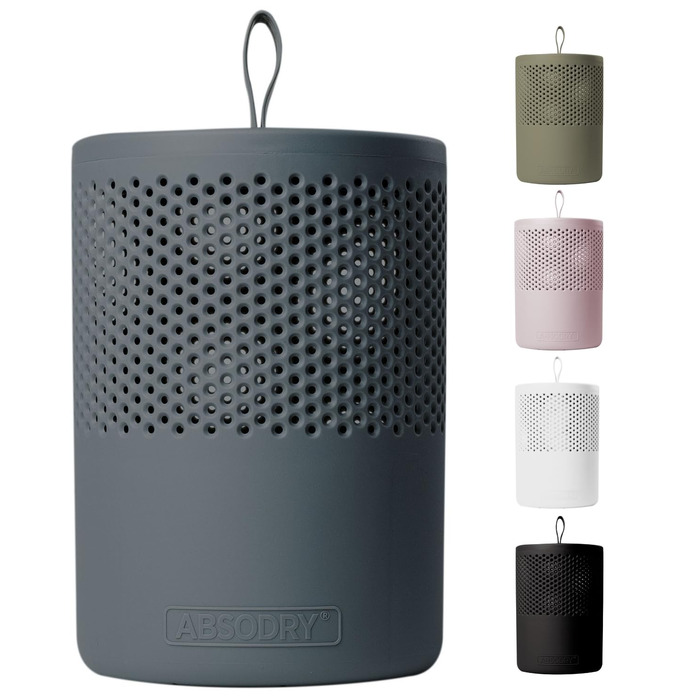 Безструмний осушувач повітря AbsoDry до 25 м² - з поповнюваним пакетом - з переробленого пластику - для вітальні, ванної кімнати, підвалу - осушувач для квартири - сірий