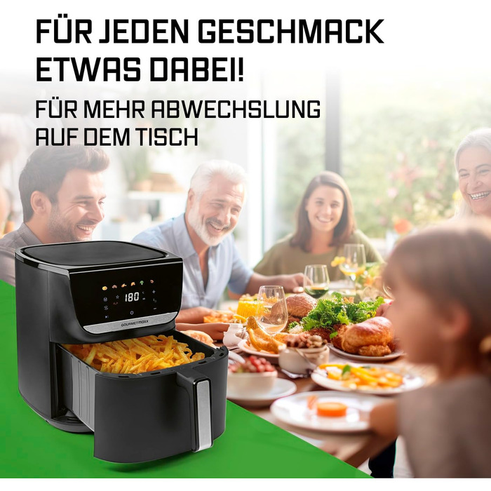Фритюрниця готує без олії Gourmetmaxx AirGenius 7.5L з 7 програмами та LED-дисплеєм | Міні-піч для смаження без жиру до 7 осіб