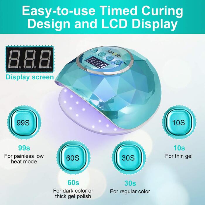 Лампа для манікюру Janolia 86W UV LED з сенсором та LCD дисплеєм для гель-лаку, підходить для нігтів рук та ніг