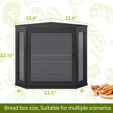 Чорний бамбуковий контейнер для хліба Eck-Brotkasten, великий, двошаровий, для кухні та робочої поверхні