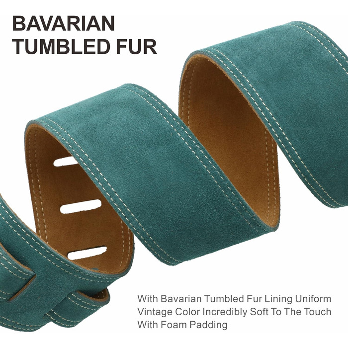 Гітарний ремінь Nefelibata: широка шкіряна стрічка з м'якою підкладкою та кишенею для кабелю, для акустичної, бас та електрогітари, для дітей, чоловіків та жінок. Зелений колір.