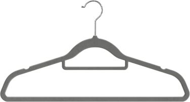 Плечики для одягу OGIVO, набір з 20 шт., сірі - антиковзаючі, для краваток, з поворотним гачком, з вирізами для плечей