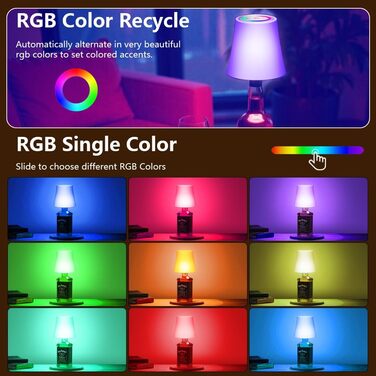 Настільна лампа LED акумуляторна бездротова 2 шт. з RGB підсвічуванням, димуванням, сенсорним керуванням, IP54 водонепроникна для спальні, вітальні, балкону