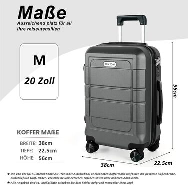 Чемодан ручної об'єм 41л TANTOMI: міцний ABS+PC, 4 колеса, кодовий замок, телескопічна ручка (M/L/XL), світло-темно зелений