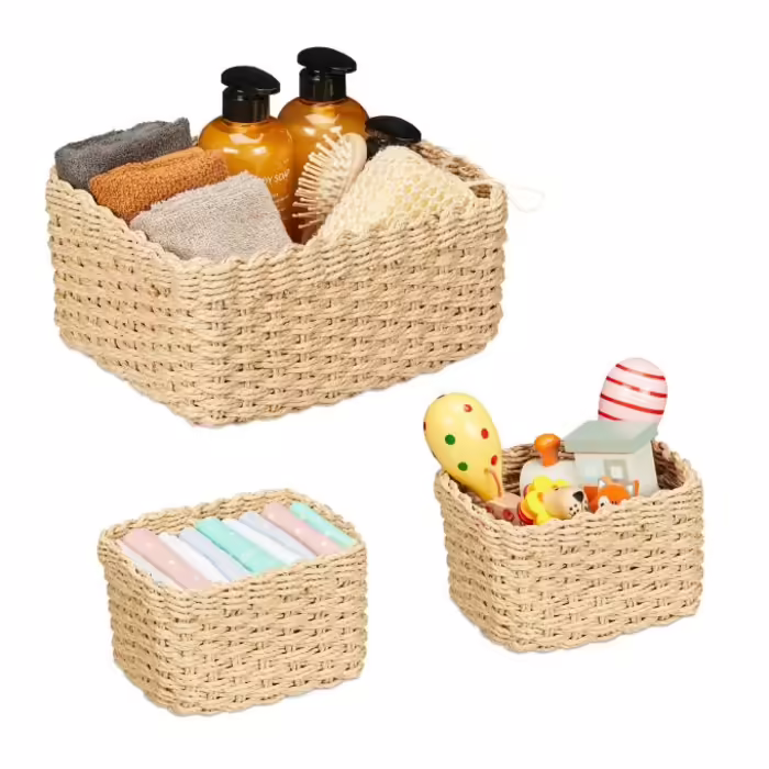 Relaxdays Woven Storage Basket 3-Piece Set