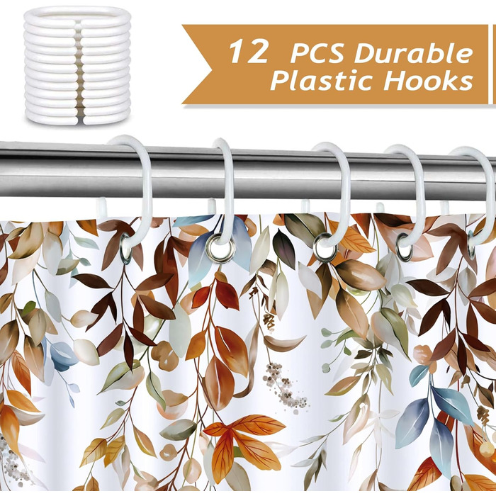 Шторка для душу Bonhause з зображенням зеленого листя, 180x180 см, антигрибкова, водонепроникна, поліестер, для ванної кімнати, з 12 гачками