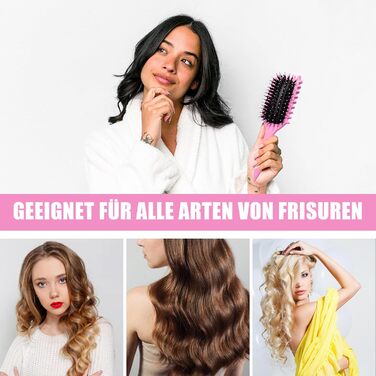 Щітка для завивки волосся Lockenbürste, рожева | Щітка для створення локонів, розплутування волосся для жінок