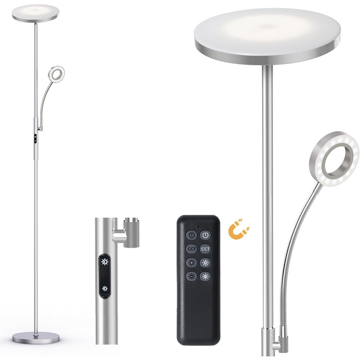 LED торшер Modlicht 35W з регулюванням яскравості, чорний, 4200LM з пультом та сенсорним керуванням, 3000-6000K, для вітальні, спальні, офісу