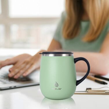 Кружка для кави та чаю Ideus 470 мл з нержавіючої сталі, подвійні стінки, вакуумна ізоляція, зелена