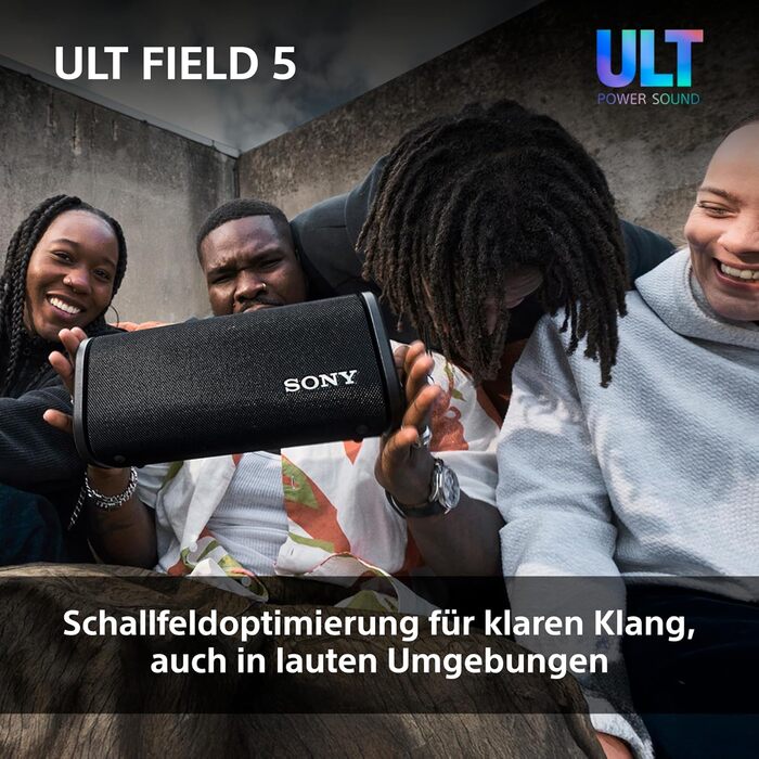 Sony ULT Field 5 – Портативна Bluetooth колонка з ULT Power Sound, IP67 (водонепроникна, пилозахищена, ударостійка), 12 год роботи, білий