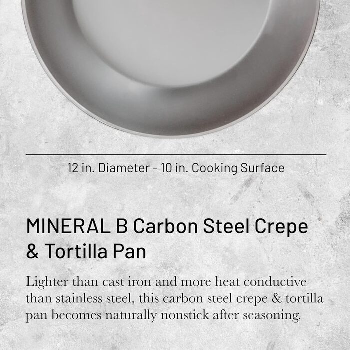 Млинцева пательня de Buyer MINERAL B з вуглецевої сталі, 30 см, срібляста