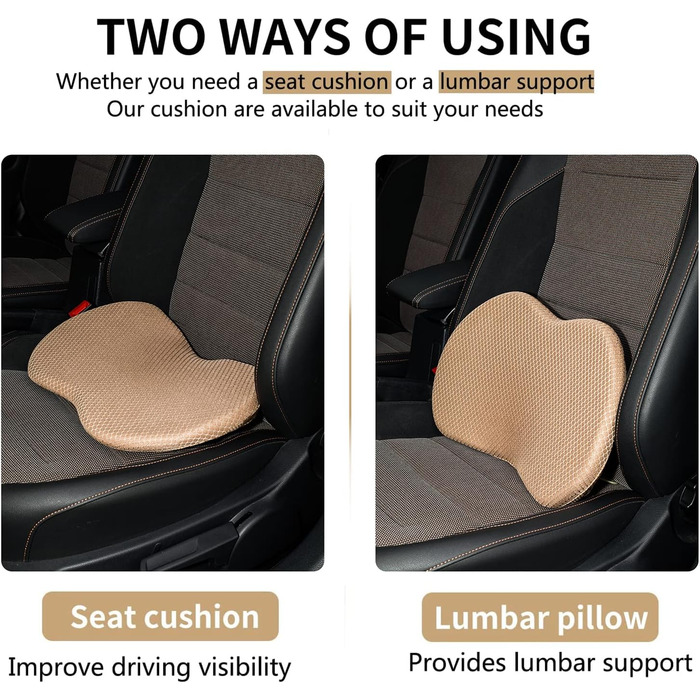 Подушка для автосидіння ергономічна з memory foam, клиноподібна, для комфортних подорожей, Z-бежева