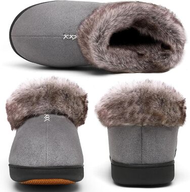 Жіночі теплі халапи з антиковзкою підошвою Mishansha, халапи з меморі-піною, плюшеві тапочки, розмір 36-43 EU (40 EU, сіре хутро)