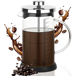 Френч-прес 600мл з нержавіючою сталлю, кавова преса, для приготування кави та чаю, стійке до нагрівання скло, підходить для миття в посудомийній машині