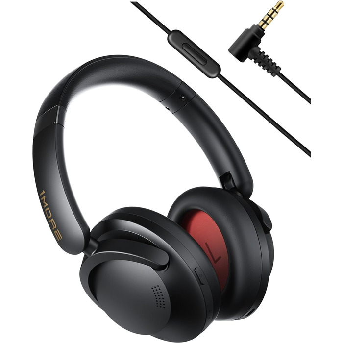 1MORE SonoFlow Pro - Бездротові навушники Over-Ear з активним шумозаглушенням, LDAC, Hi-Res Audio, Bluetooth 5.4, 100 годин роботи, швидка зарядка, 3.5 мм кабель, AI шумозаглушення (Чорний)