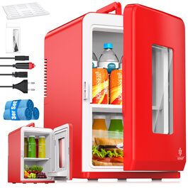 KESSER® Міні холодильник/термобокс 15L з охолодженням та нагріванням. Портативний AC/DC 220-240V/12V для авто, офісу, дому, кемпінгу. Червоний