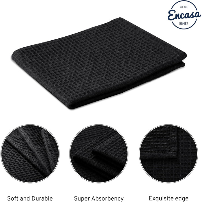 Encasa XO Kitchen Towels and Washcloths made of Cotton | Multicolor 3 | Waffle and Flat Weave Dishcloth | Dish Towel Set | 70x45 cm | Reusable and Quick-Drying 12-Piece Set