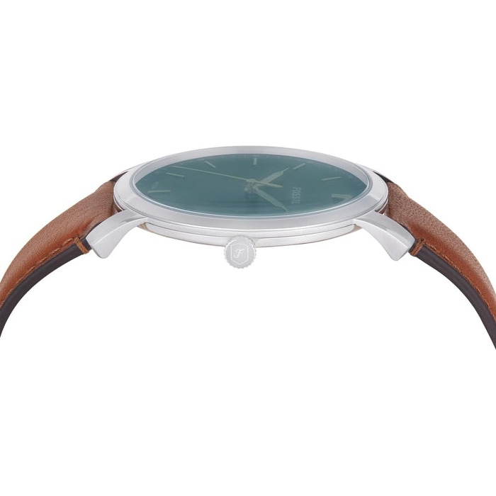 Годинник Fossil для чоловіків The Minimalist 3H, кварцовий механізм, 44 мм, срібна сталева коробка та шкіряний ремінь, FS5439 (Olivgrün)