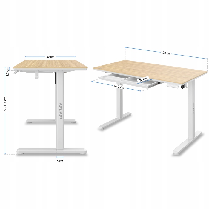 Прямокутний письмовий стіл Sense7, 120 x 60 x 118 см, білий