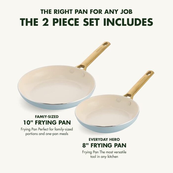 Набір сковорідок GreenPan Reserve з керамічним покриттям, 20 та 26 см, світло-блакитний, без PFAS, індукційні, для духовки, подарунок на День Матері
