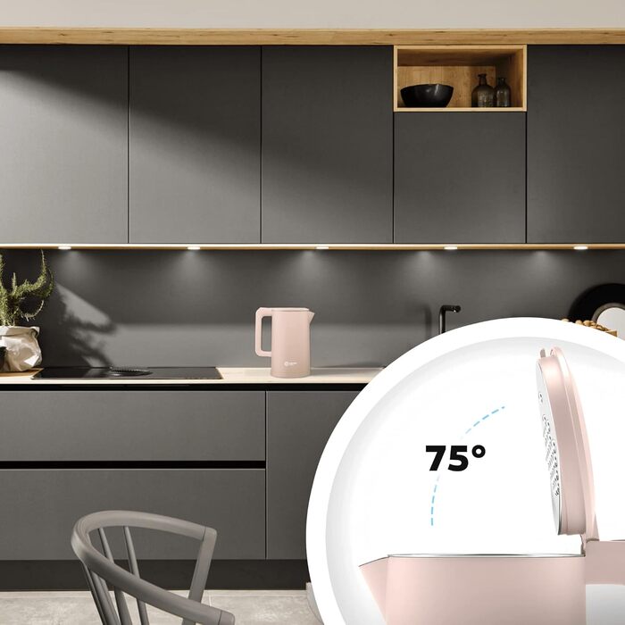 Balter Stainless Steel Kettle WK-4, 1.7 Liter, Electric Kettle, Double-Walled Design, BPA Free, LED, Compact Tea Kettle, Quiet (Black) (Pink)